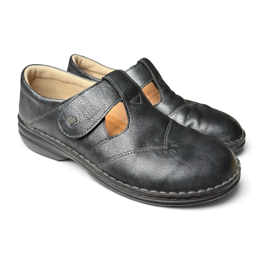 Finn Comfort Shoes Women's 9 (EU 40) Black Gray Leather T Strap Mary Jane $350